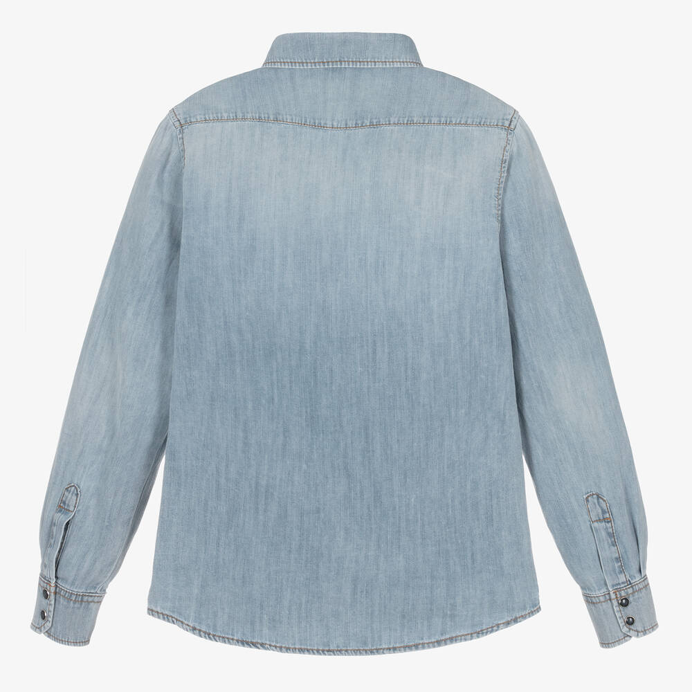 Dolce & Gabbana-Teen Boys Light Blue Chambray Shirt | Childrensalon Outlet