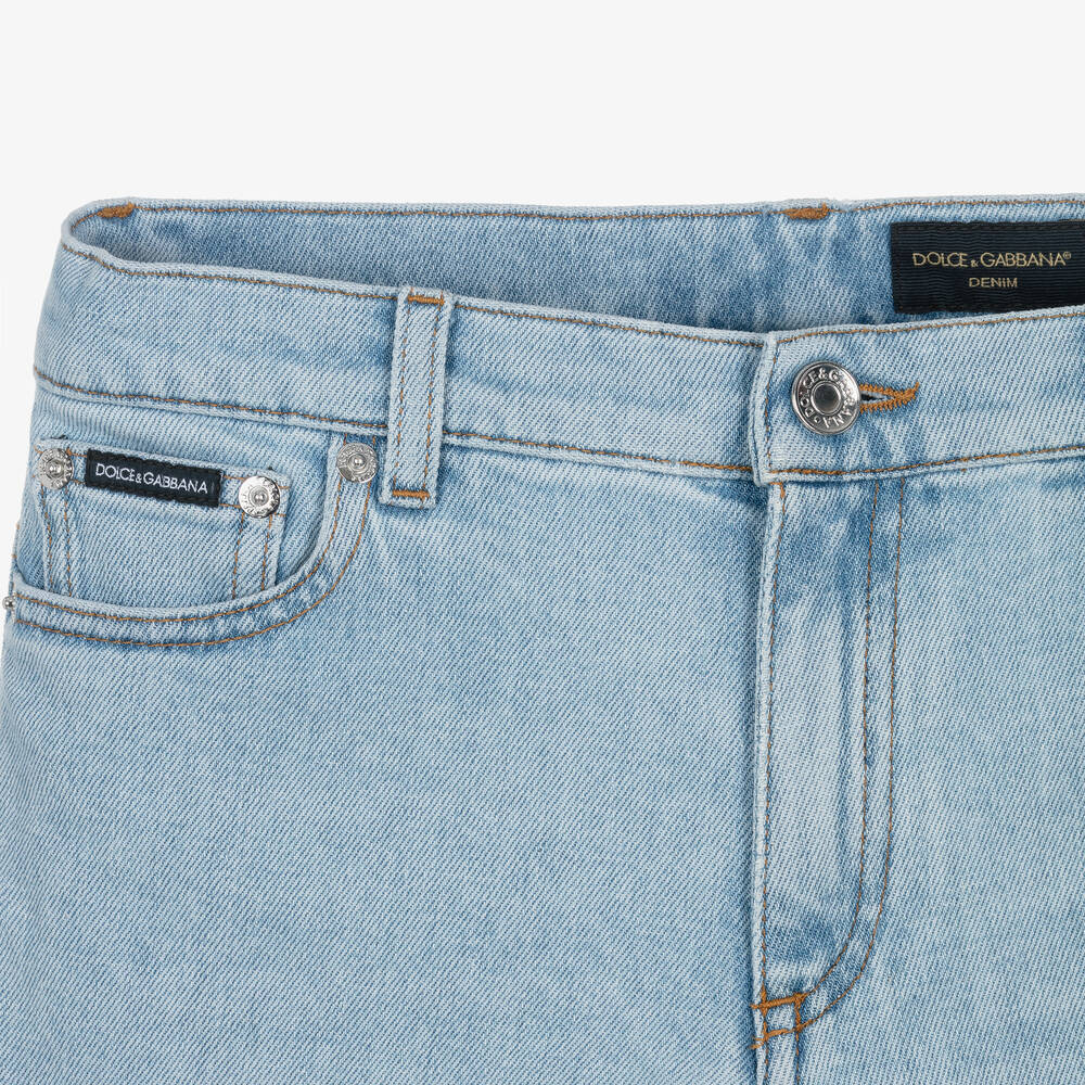 Dolce & Gabbana-Teen Boys Light Blue Denim DG Shorts | Childrensalon Outlet