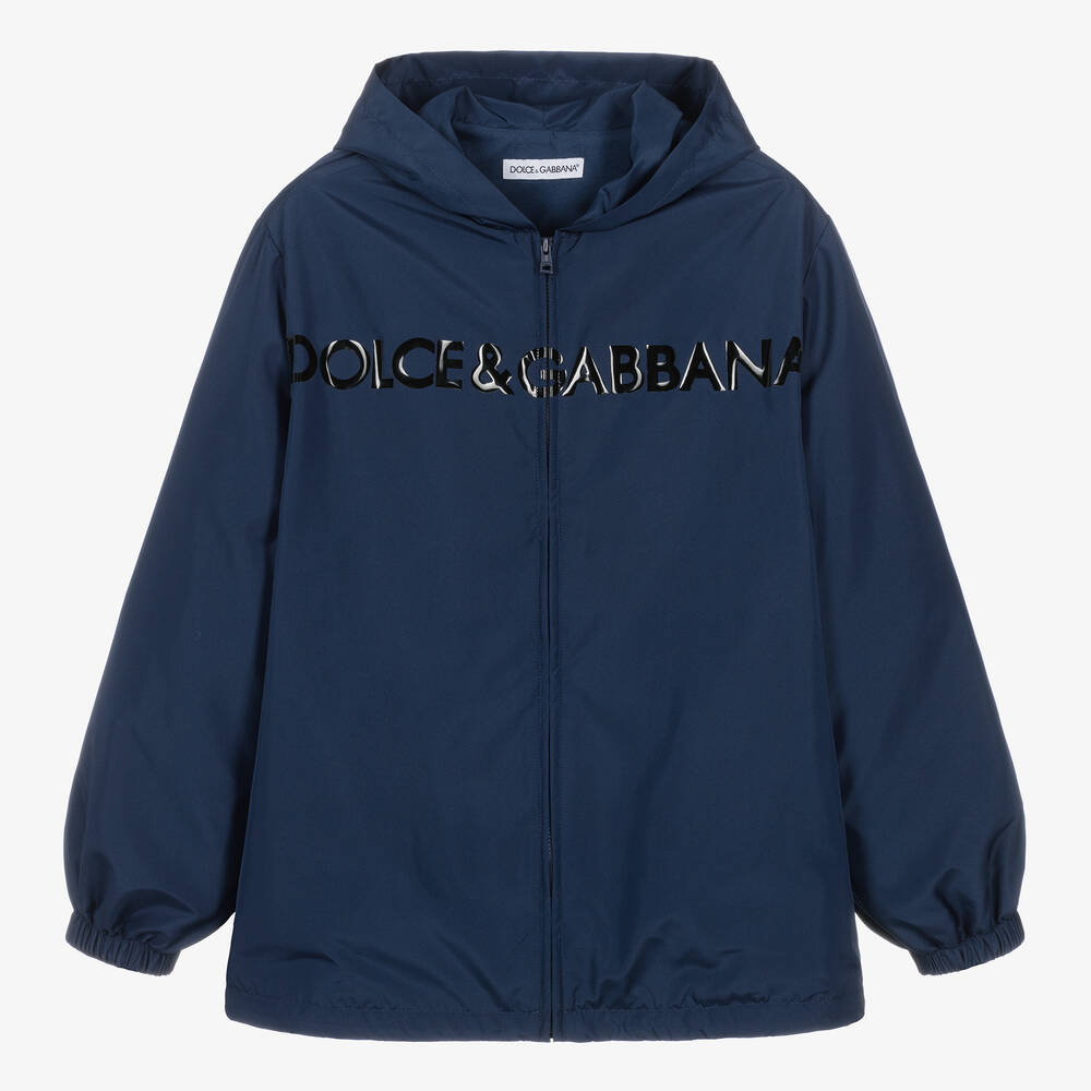 Dolce & Gabbana-Teen Boys Navy Blue Hooded Jacket | Childrensalon Outlet
