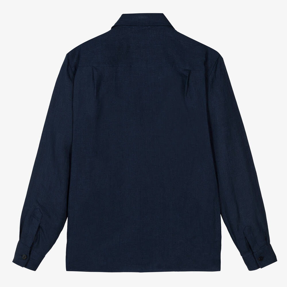 Dolce & Gabbana - Teen Boys Navy Blue Linen Shirt