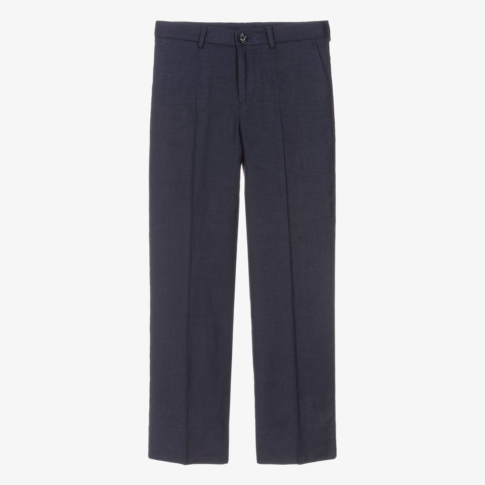 Dolce & Gabbana-Teen Boys Navy Blue Linen Trousers | Childrensalon Outlet