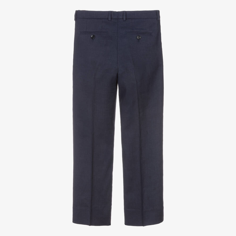 Dolce & Gabbana-Teen Boys Navy Blue Linen Trousers | Childrensalon Outlet
