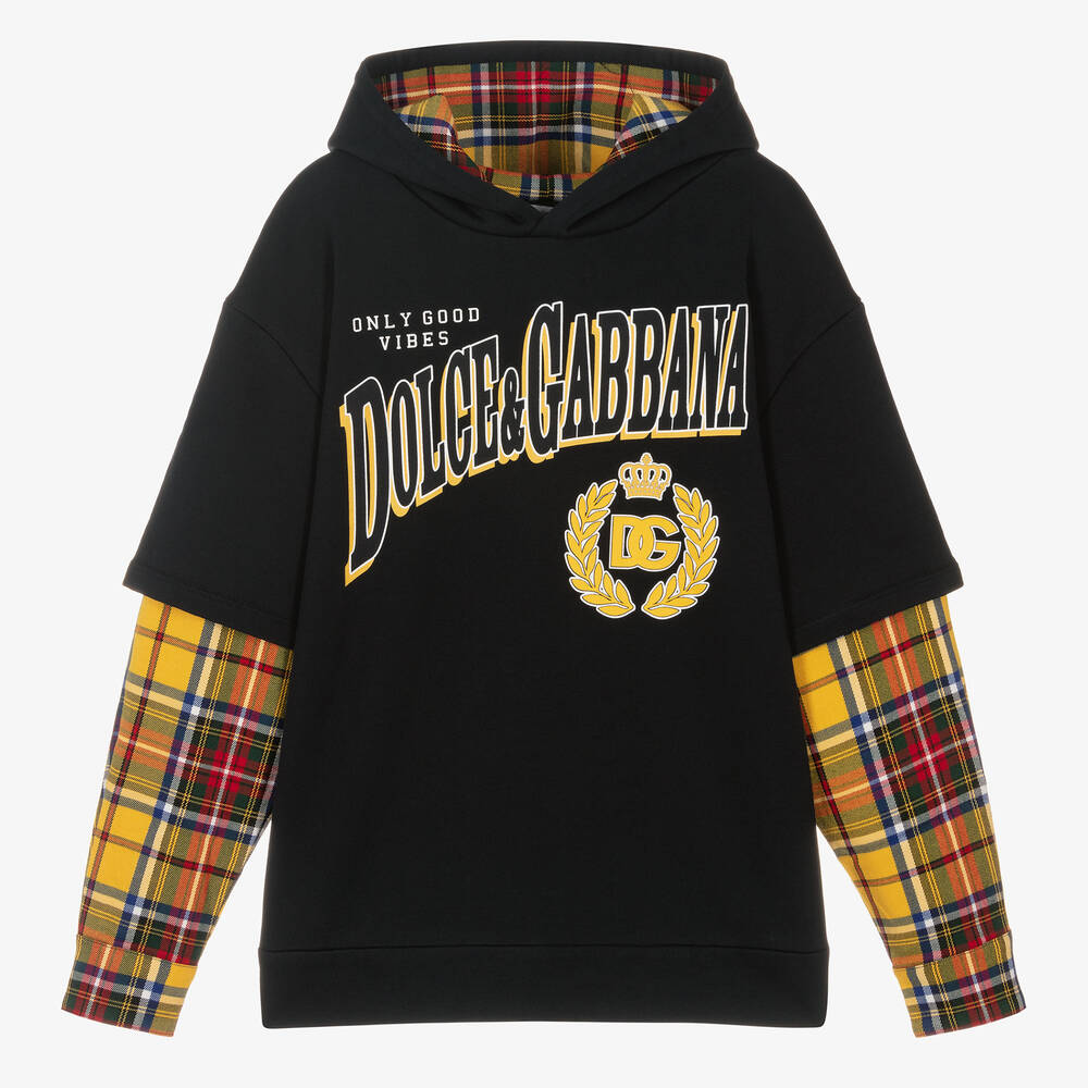 Dolce & Gabbana - توب هودي تينز ولادي قطن جيرسي لون كحلي | Childrensalon