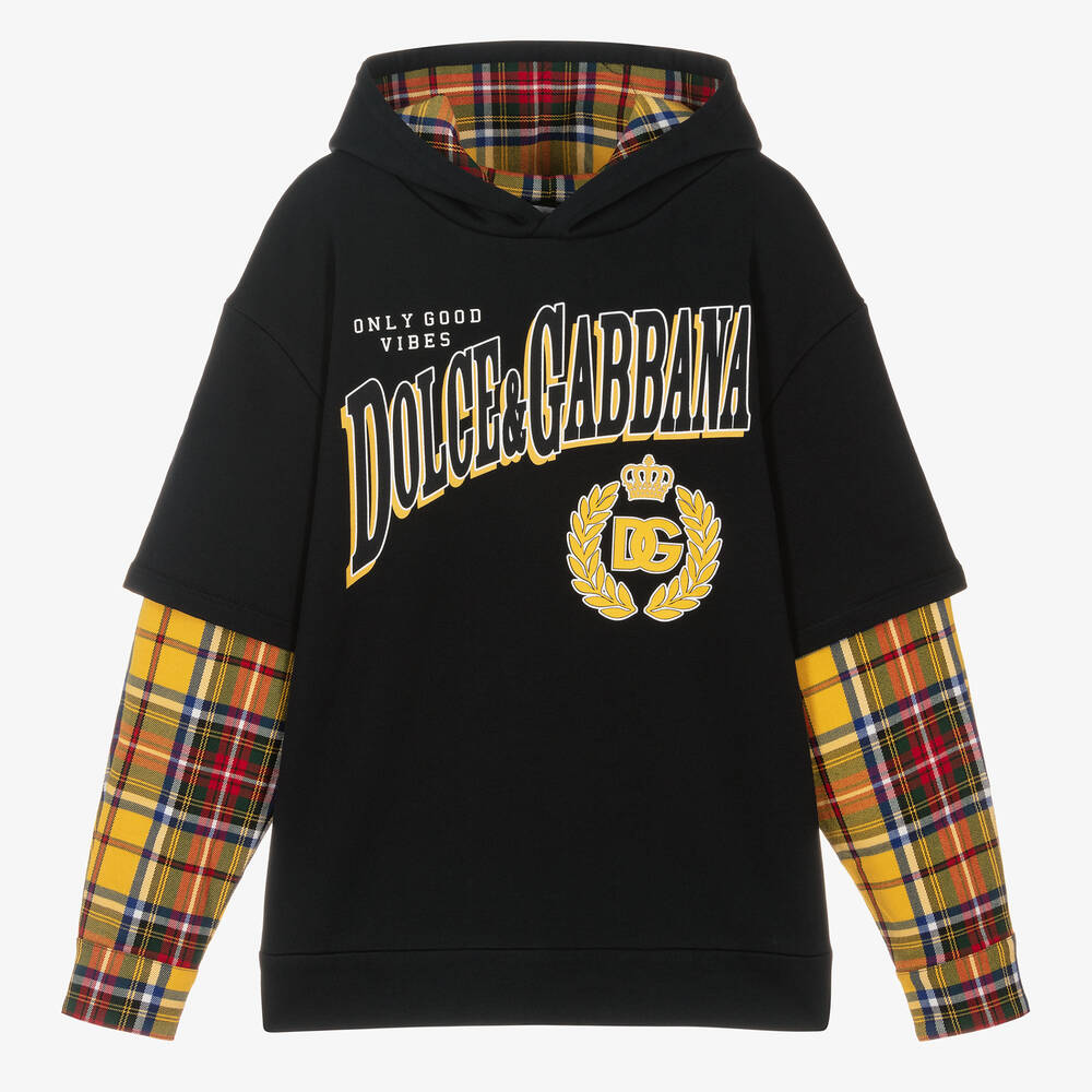Dolce Gabbana Teen Boys Navy Blue Logo Hoodie Childrensalon