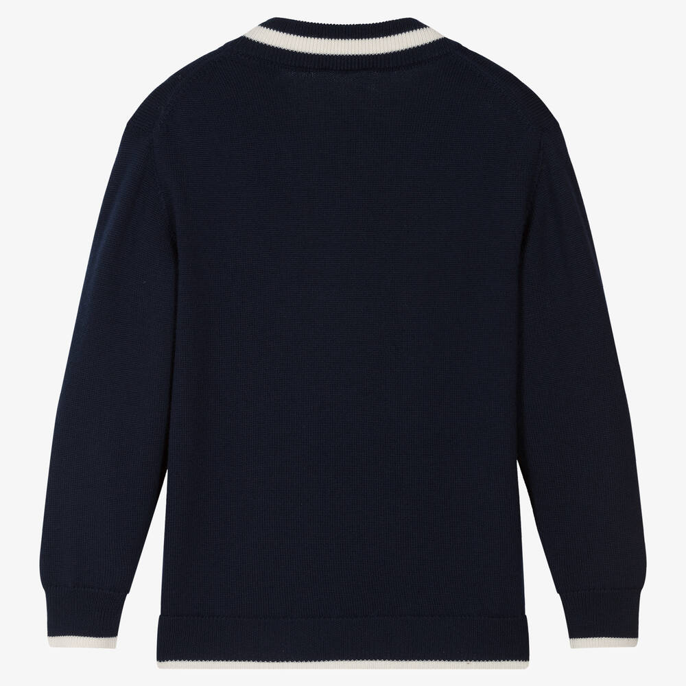 Dolce & Gabbana-كارديغان صوف بكر محبوك لون كحلي تينز ولادي | Childrensalon Outlet