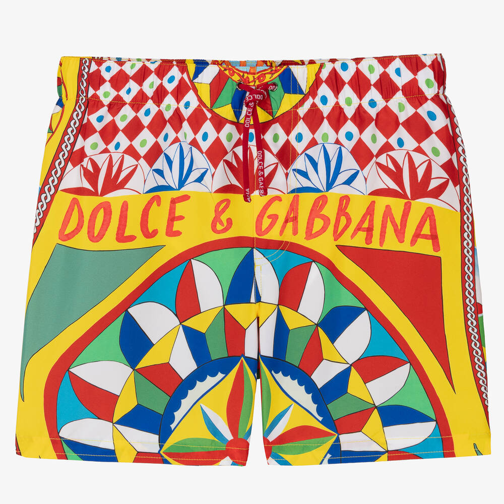 Dolce & Gabbana - Красные плавки-шорты с принтом Carretto | Childrensalon