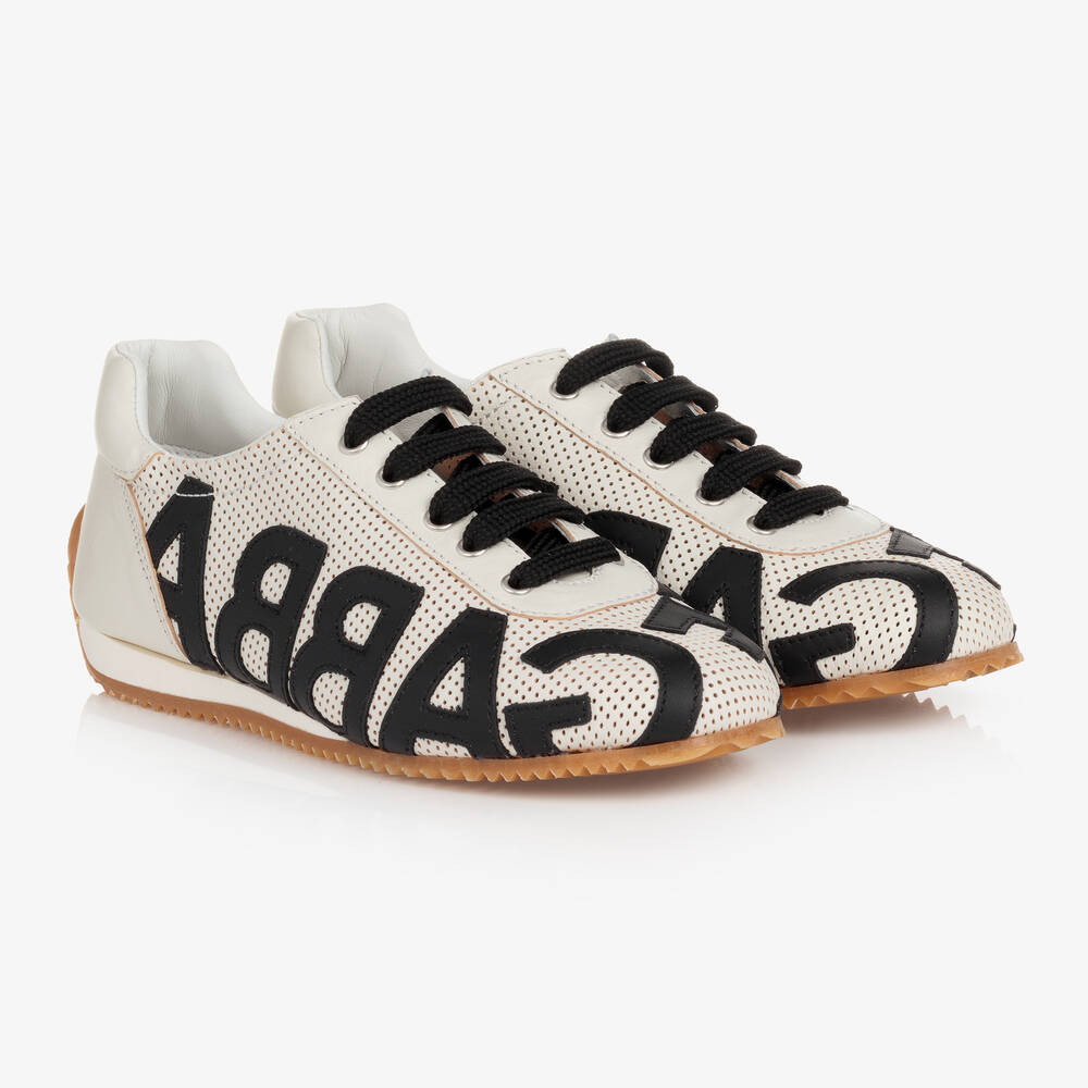 Dolce & Gabbana - Teen Leder-Sneakers in Weiß/Schwarz | Childrensalon