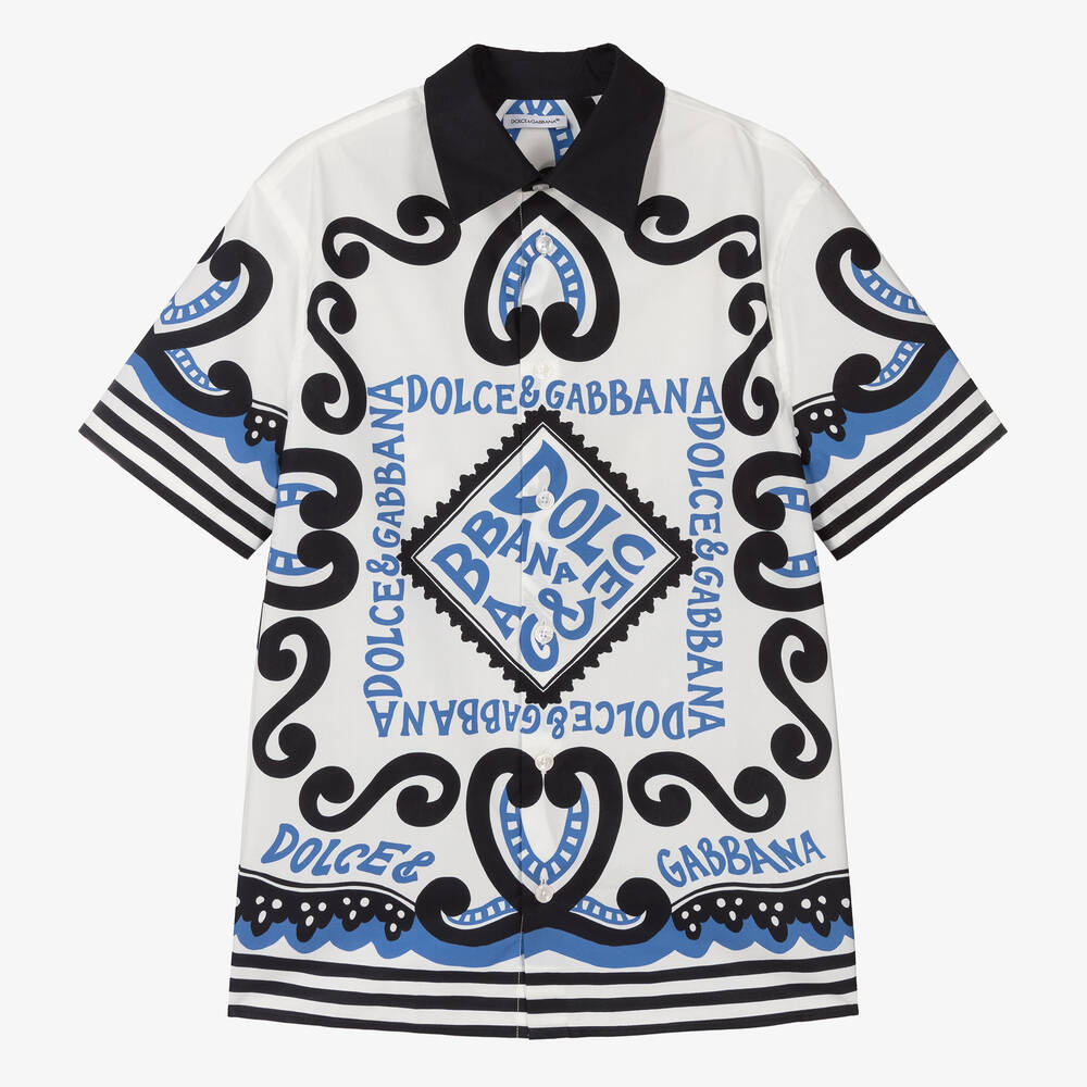 Dolce & Gabbana-Teen Boys White Cotton Marina Shirt | Childrensalon Outlet