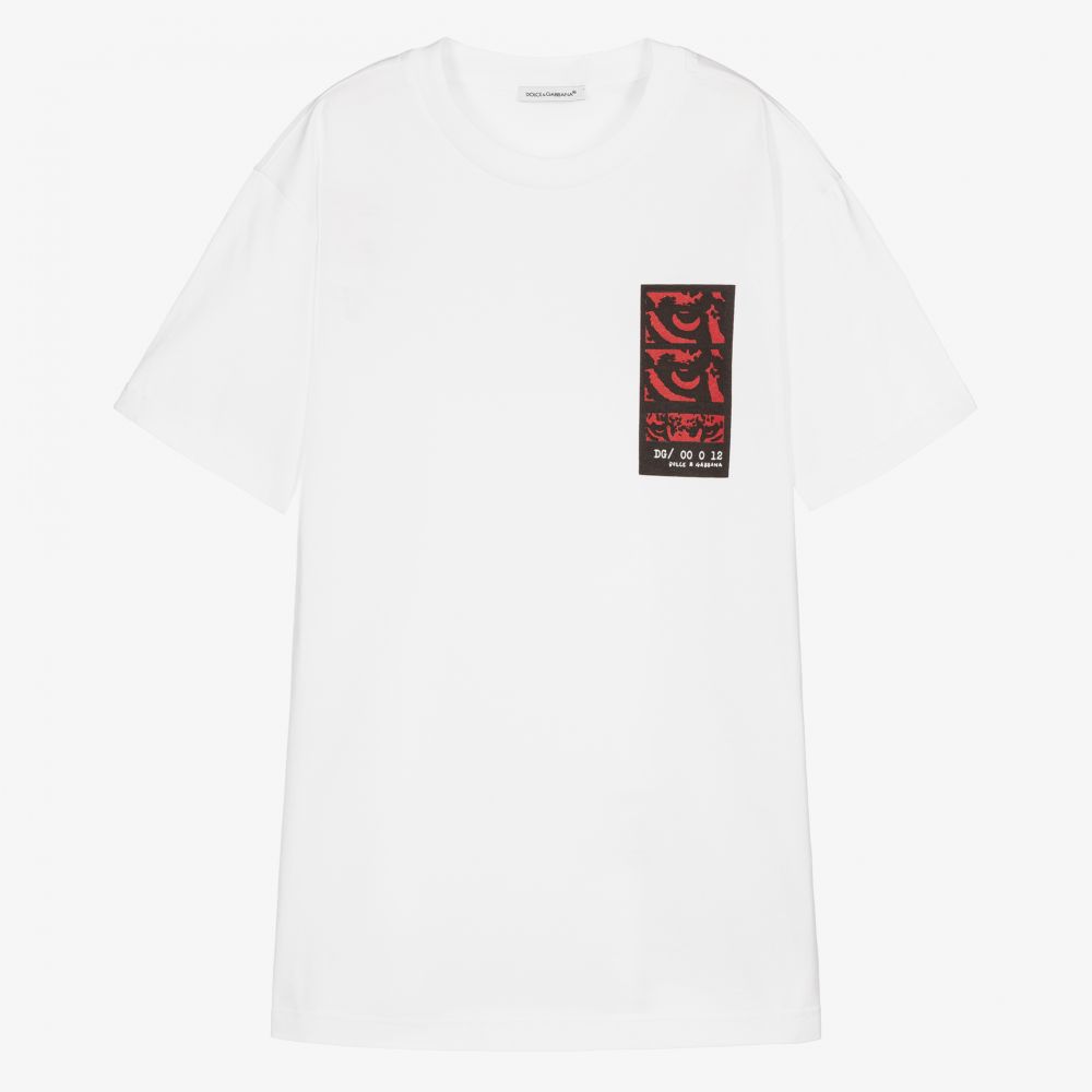 Dolce & Gabbana - Teen Boys White Cotton T-Shirt | Childrensalon