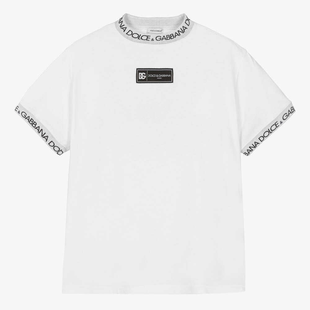 Dolce & Gabbana-Teen Boys White Cotton T-Shirt | Childrensalon Outlet