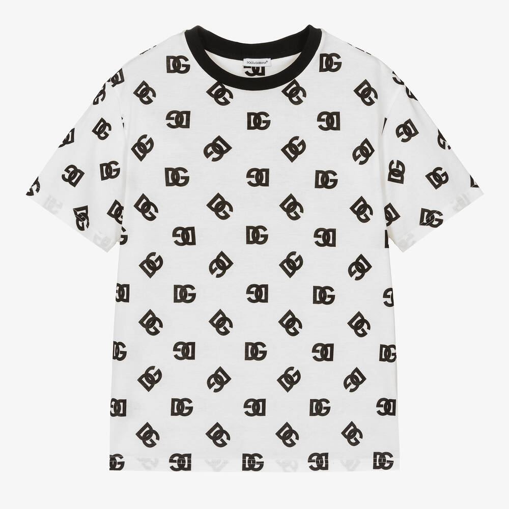 Dolce & Gabbana-Teen Boys White Cotton T-Shirt | Childrensalon Outlet