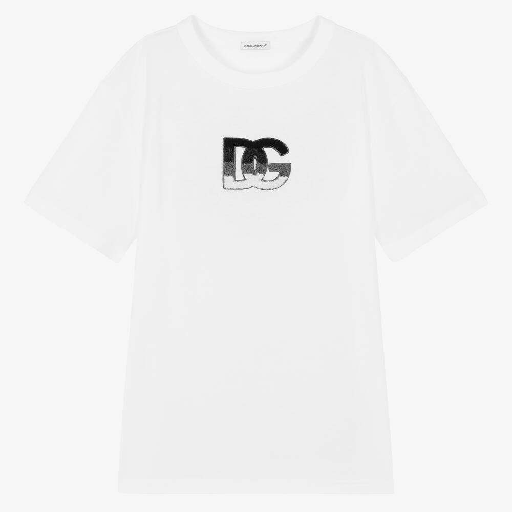 Dolce & Gabbana - Teen Boys White DG Logo T-Shirt | Childrensalon