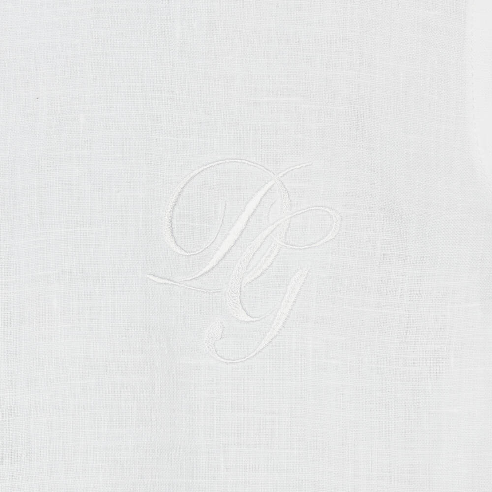Dolce & Gabbana-Teen Boys White Linen Logo Shirt | Childrensalon Outlet