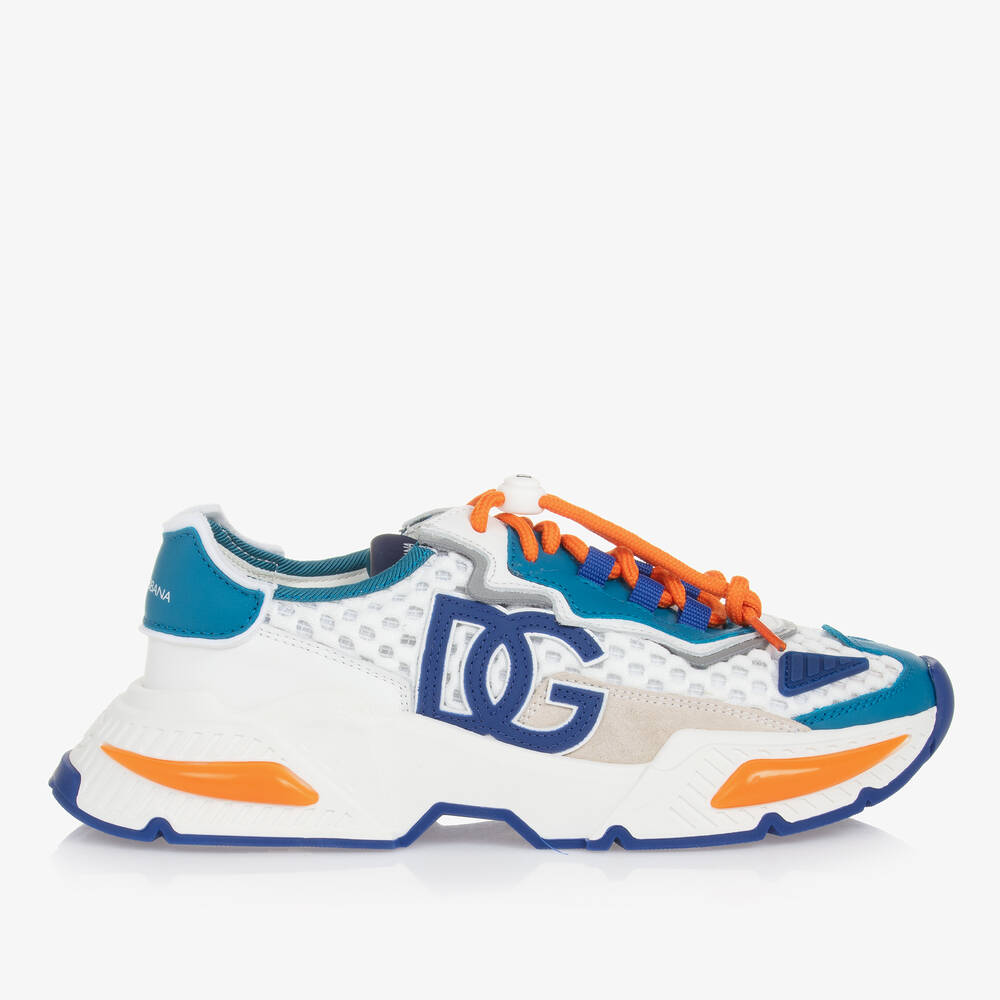 Dolce & Gabbana-حذاء رياضي شبك وجلد لون أبيض للمراهقين | Childrensalon Outlet
