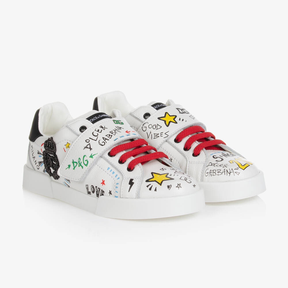 Dolce & Gabbana - Teen Boys White Portofino Trainers | Childrensalon