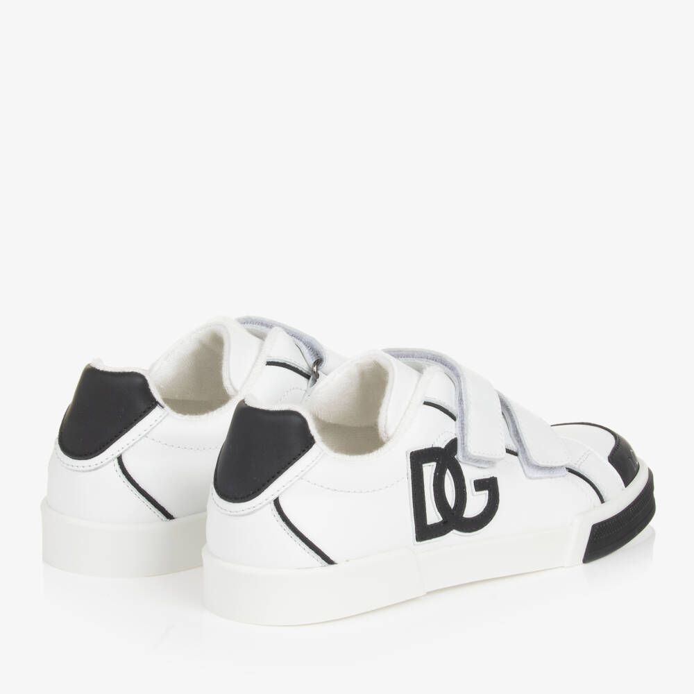 Dolce & Gabbana-Teen Boys White Velcro Leather Sneakers | Childrensalon Outlet
