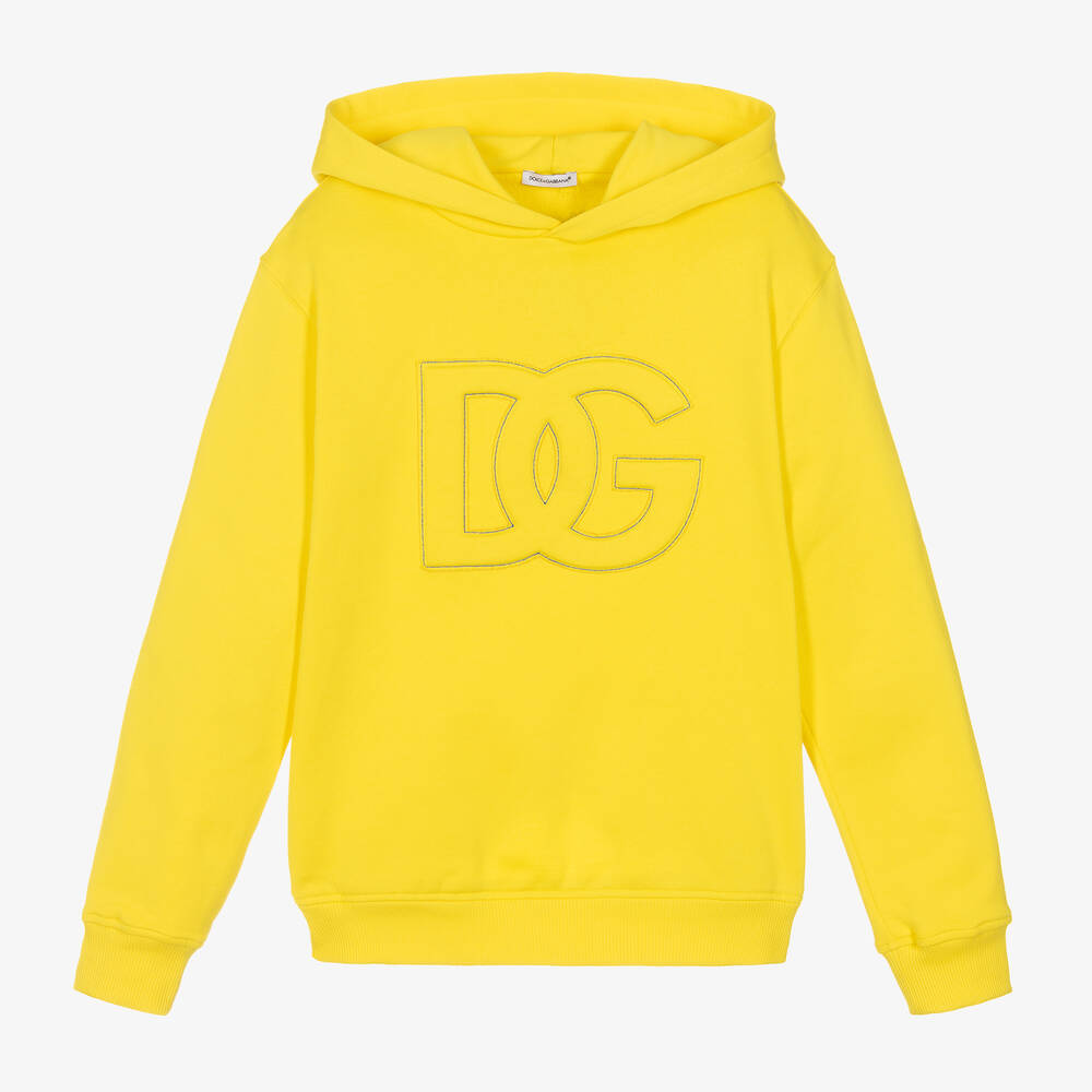 Dolce & Gabbana - Sweat à capuche jaune DG ado garçon | Childrensalon