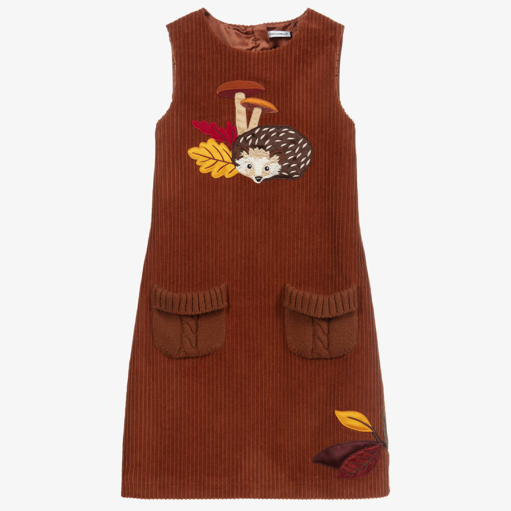 Dolce & Gabbana-Teen Brown Corduroy Dress | Childrensalon Outlet
