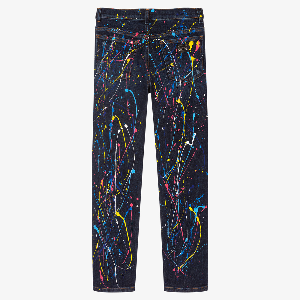 Dolce & Gabbana-Джинсы с брызгами краски для подростков | Childrensalon Outlet