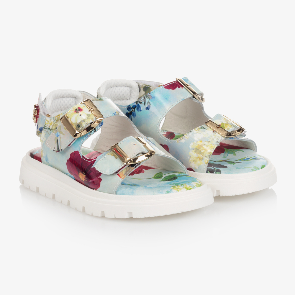 Dolce & Gabbana - Teen Floral Leather Sandals | Childrensalon