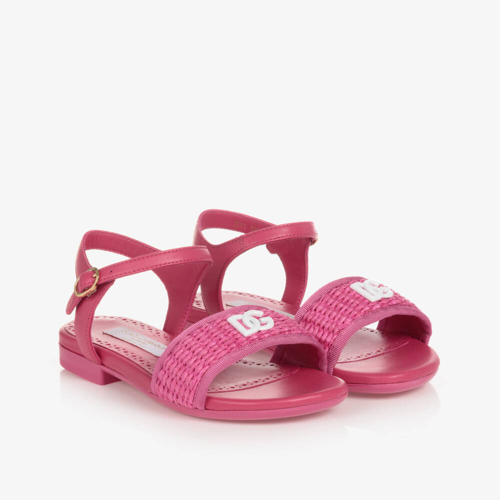 Dolce & Gabbana-Сандалии цвета фуксии с плетением | Childrensalon Outlet