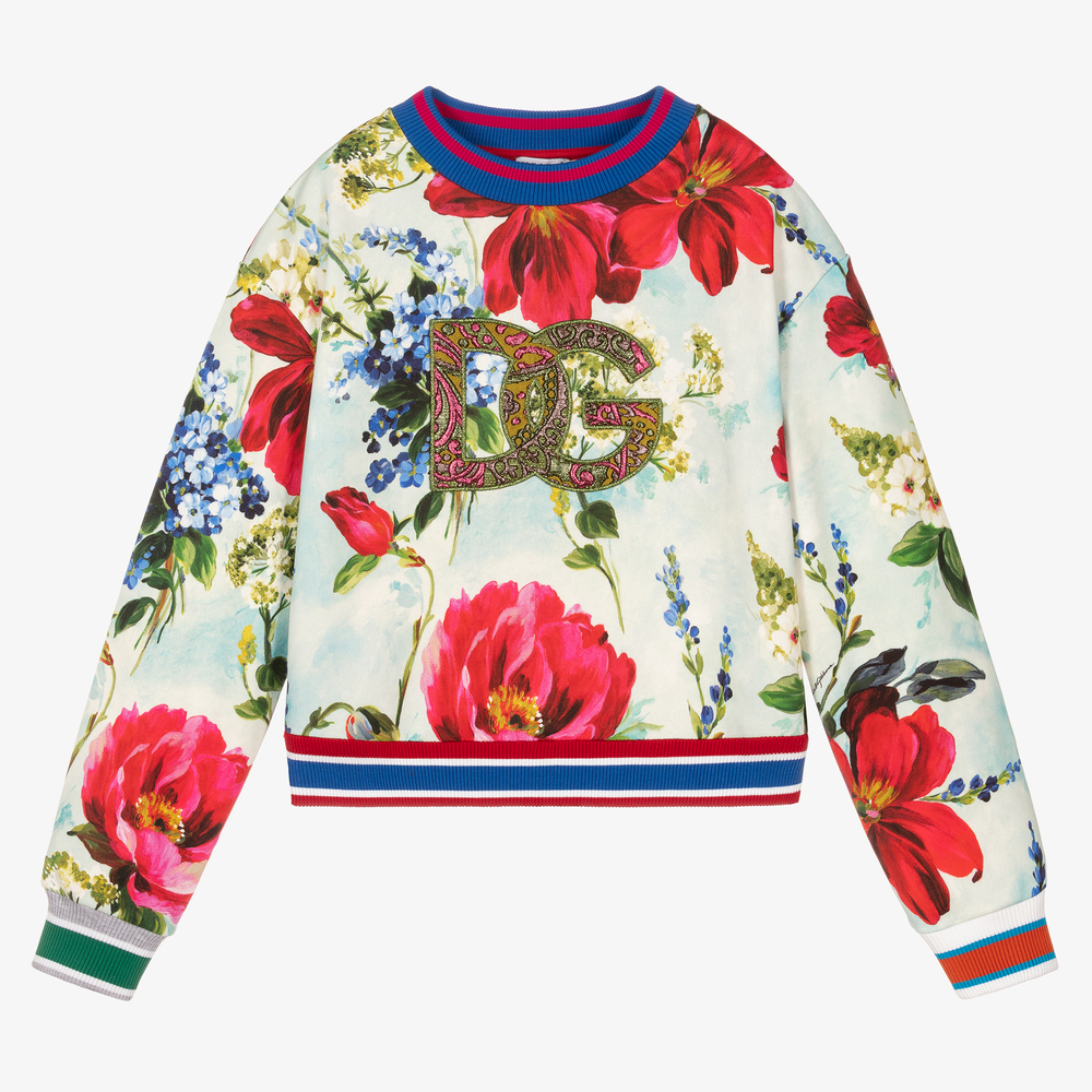 Dolce & Gabbana-Свитшот DG с цветами для подростков | Childrensalon Outlet