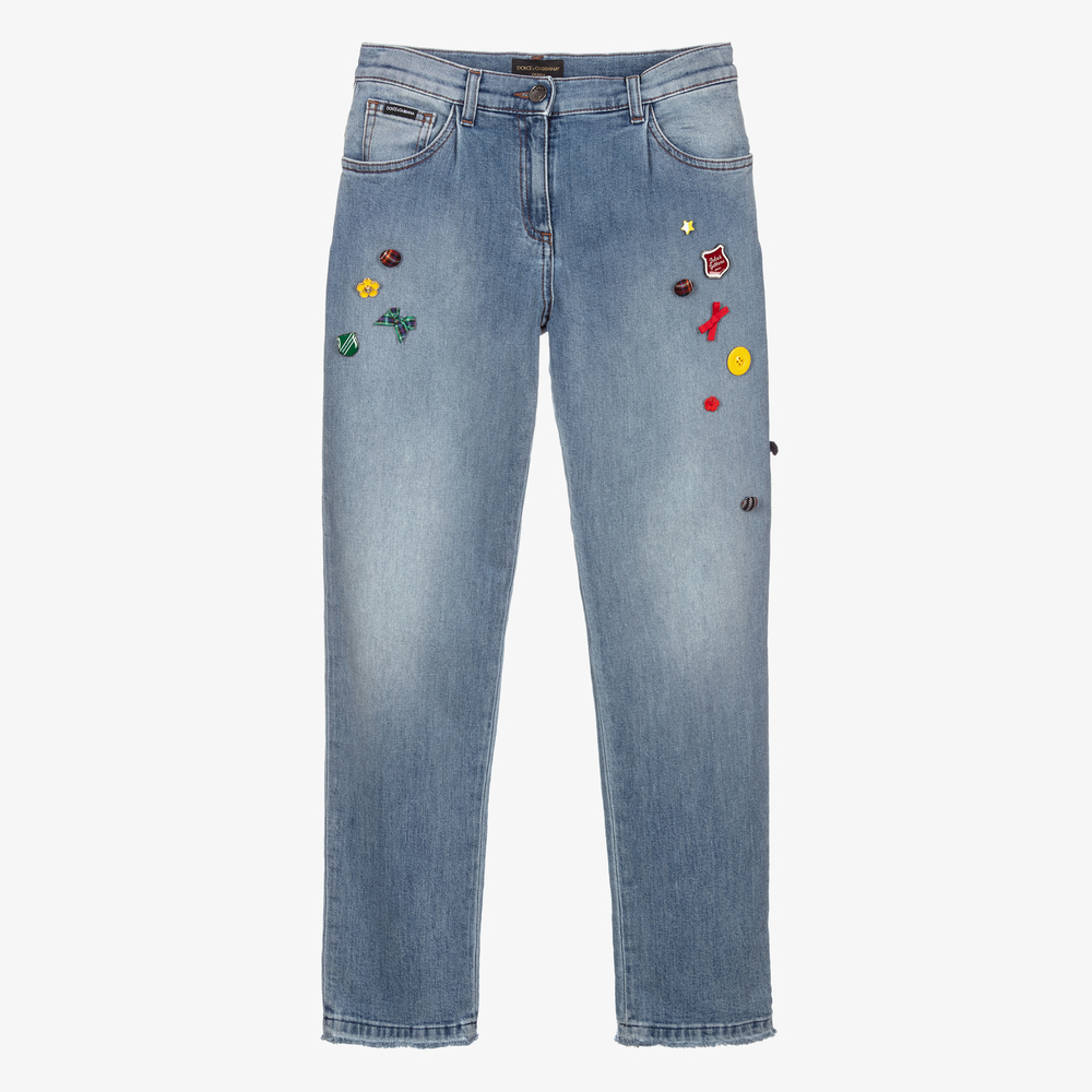 Dolce & Gabbana-Teen Girls Appliqué Jeans  | Childrensalon Outlet