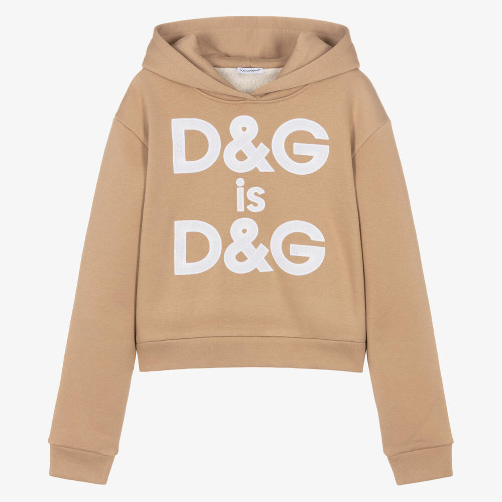Dolce & Gabbana - Beiger Teen Slogan-Baumwoll-Hoodie | Childrensalon