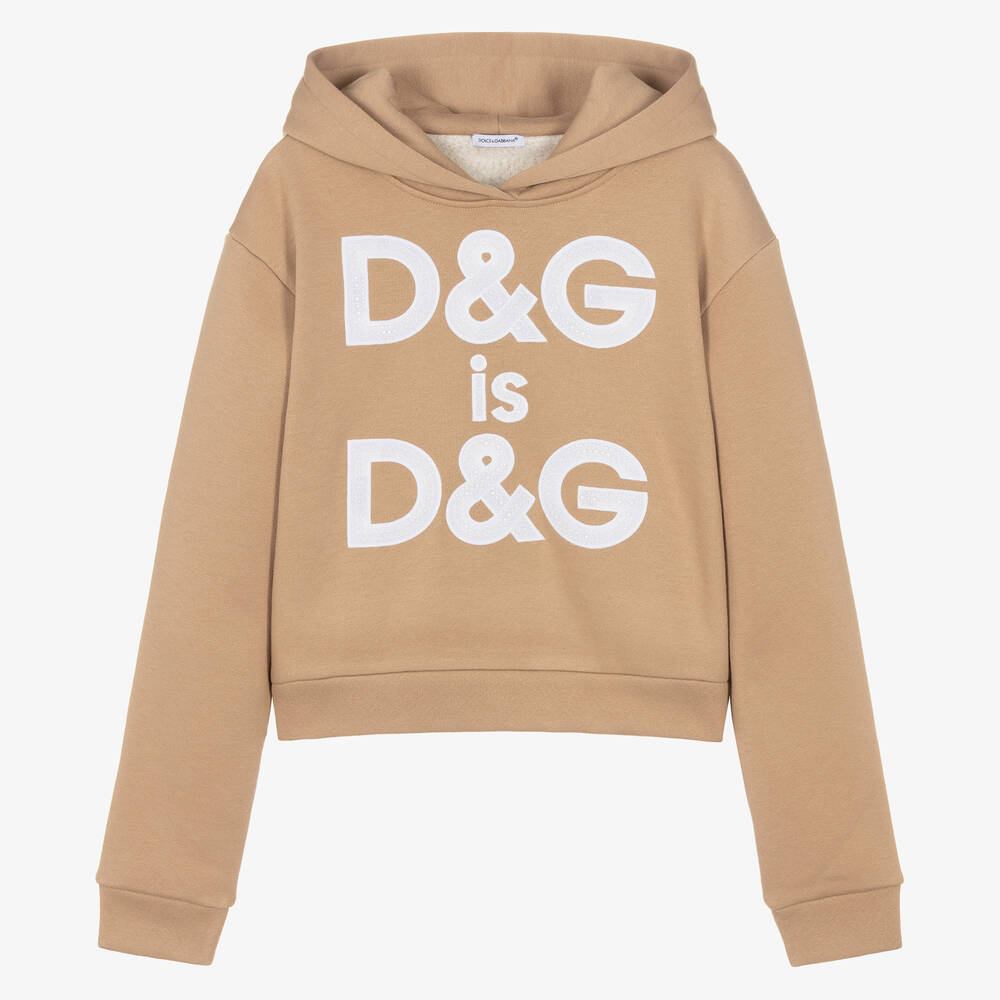 Dolce & Gabbana - Sweat à capuche beige en coton ado | Childrensalon