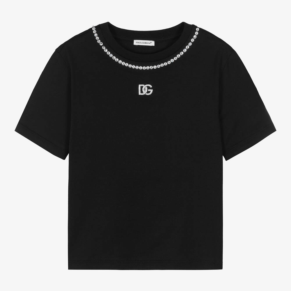 Jersey T-shirt with crystal DG embellishment in Multicolor