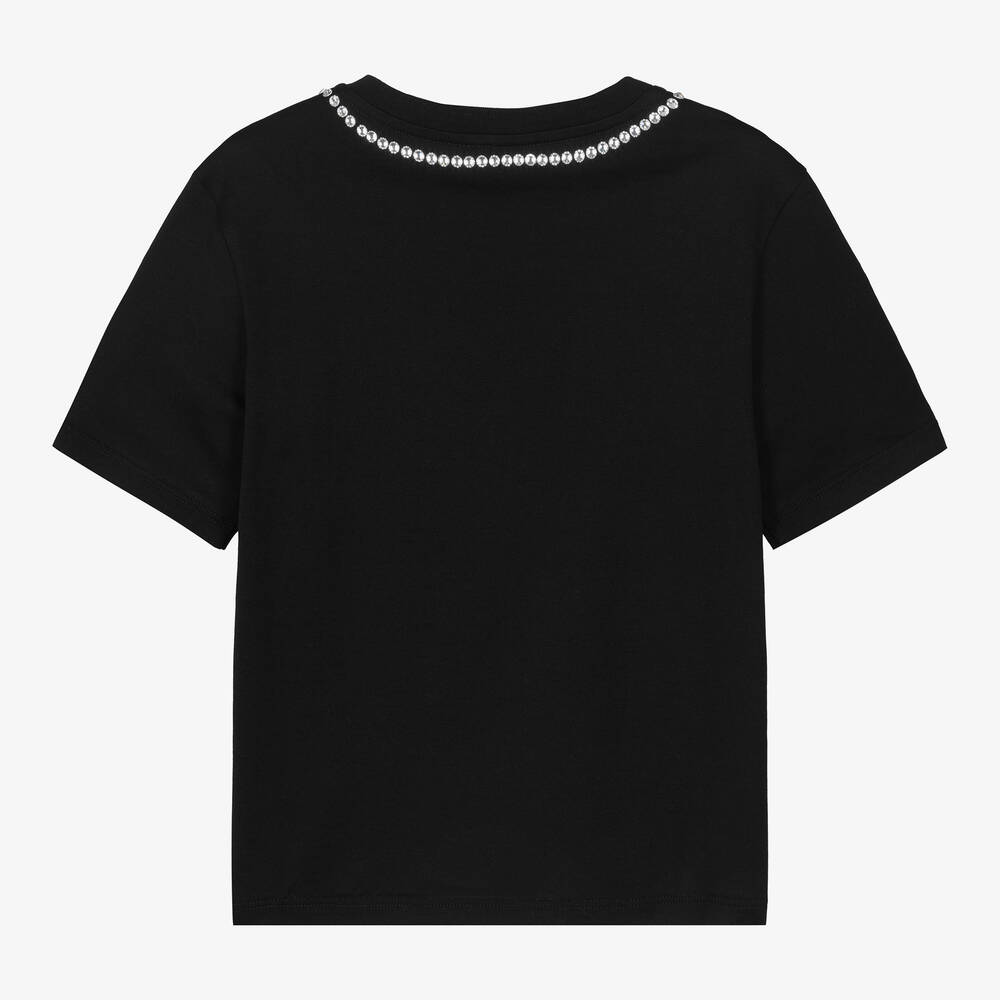 Dolce & Gabbana - Teen Girls Black Cotton DG Rhinestone T
