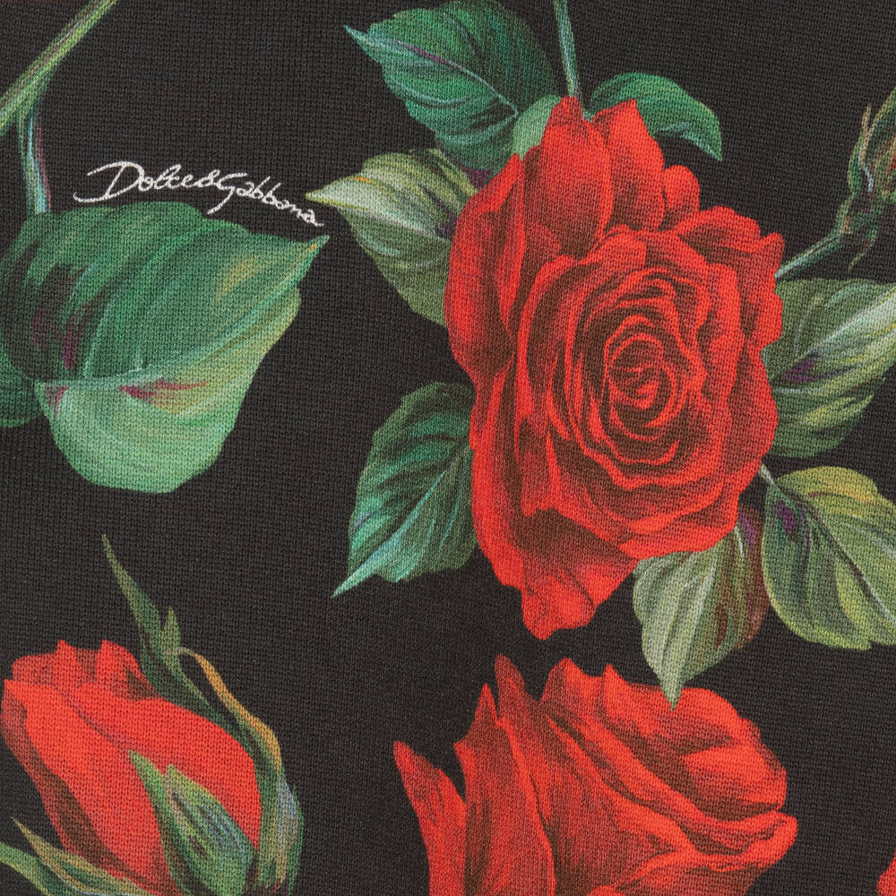 Dolce & Gabbana-Черные хлопковые джоггеры с розами | Childrensalon Outlet