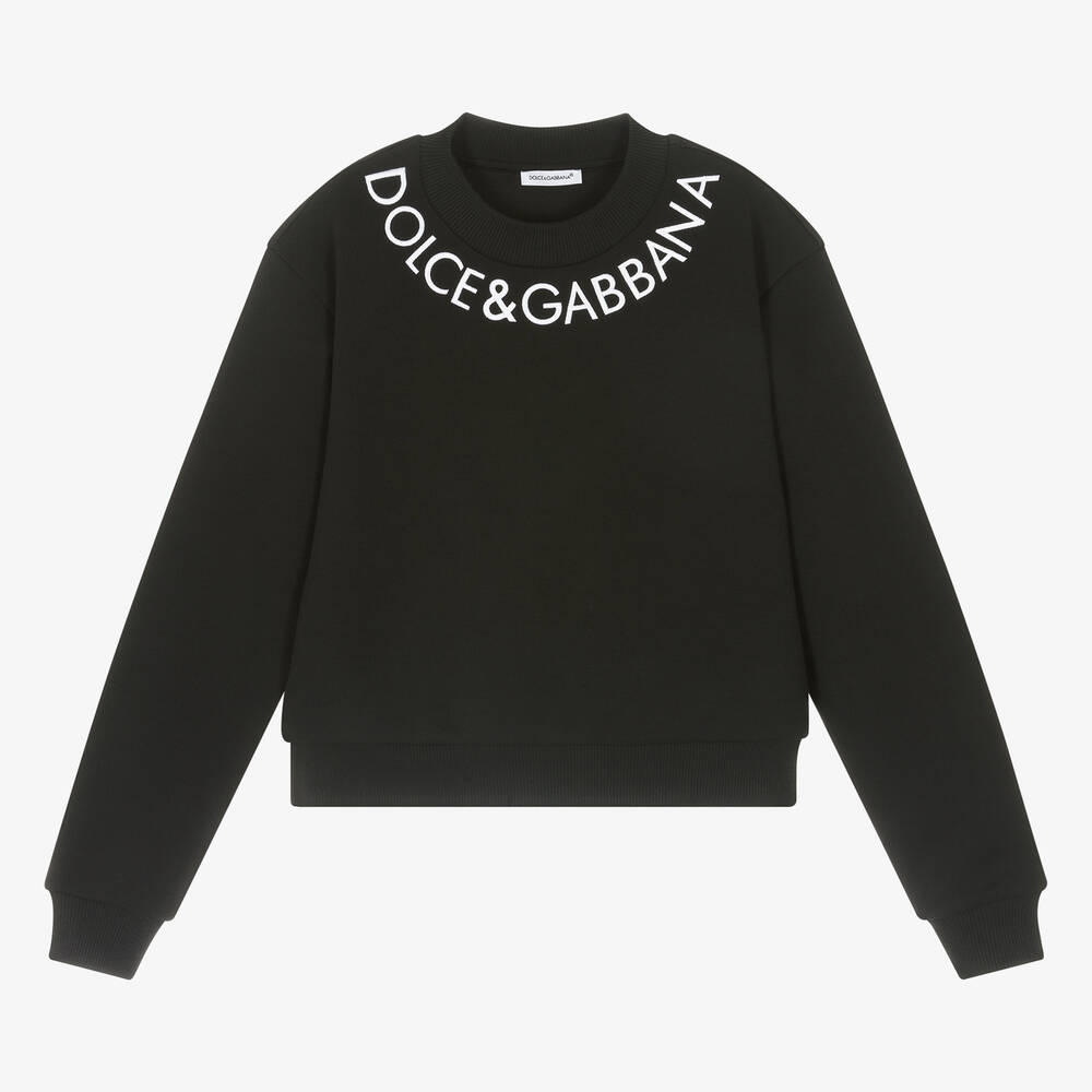 Dolce & Gabbana-Черный хлопковый свитшот для девочек-подростков | Childrensalon Outlet