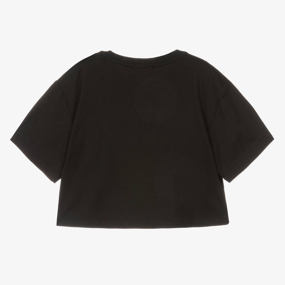 Dolce & Gabbana-Teen Girls Black Crop Logo T-Shirt | Childrensalon Outlet