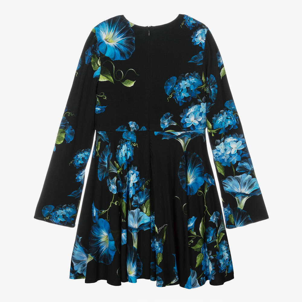 Dolce & Gabbana-Teen Girls Black Floral Jersey Dress | Childrensalon Outlet