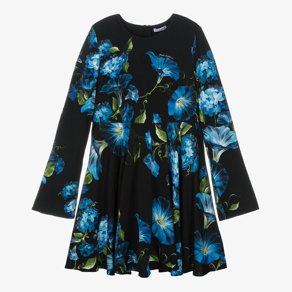 Black dress with blue flowers cheap