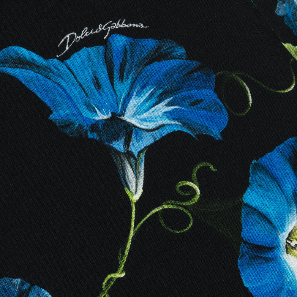 Dolce & Gabbana-Teen Girls Black Floral Jersey Dress | Childrensalon Outlet