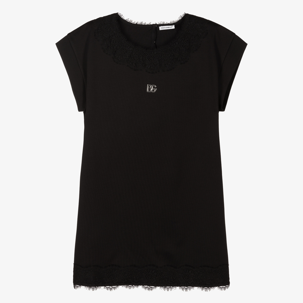 Dolce & Gabbana - فستان تينز بناتي قطن لون أسود  | Childrensalon