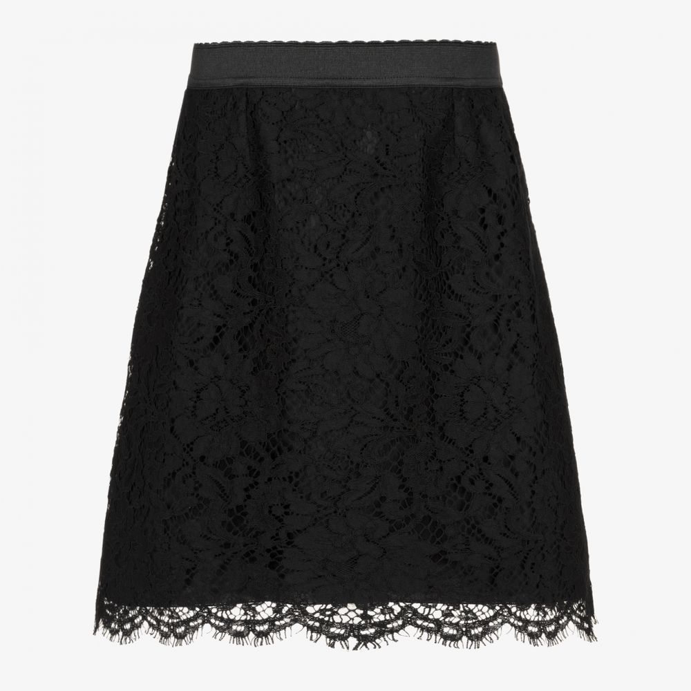 Dolce & Gabbana - Jupe noire en dentelle Ado fille  | Childrensalon