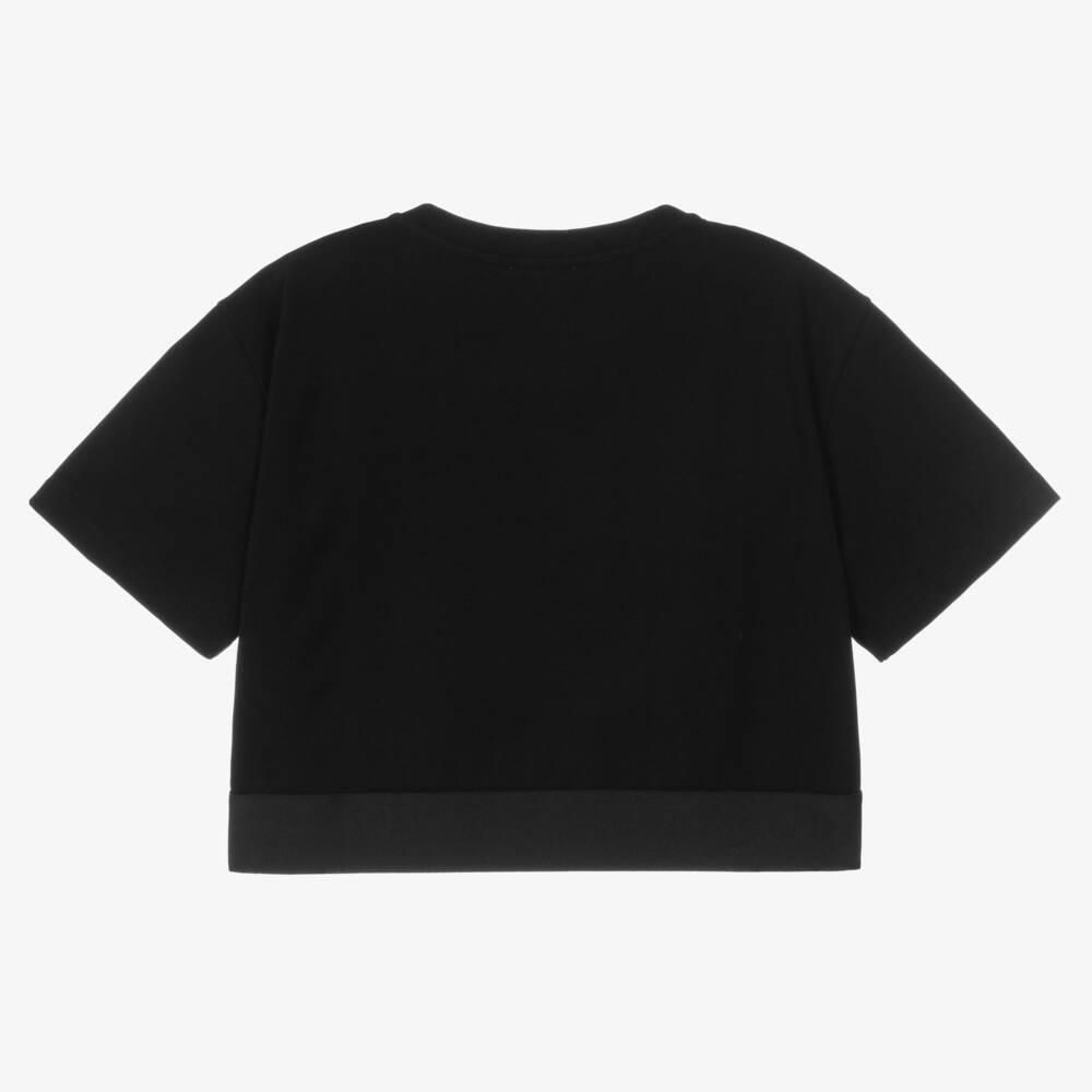 Dolce & Gabbana-Teen Girls Black Logo Cropped Tee | Childrensalon Outlet