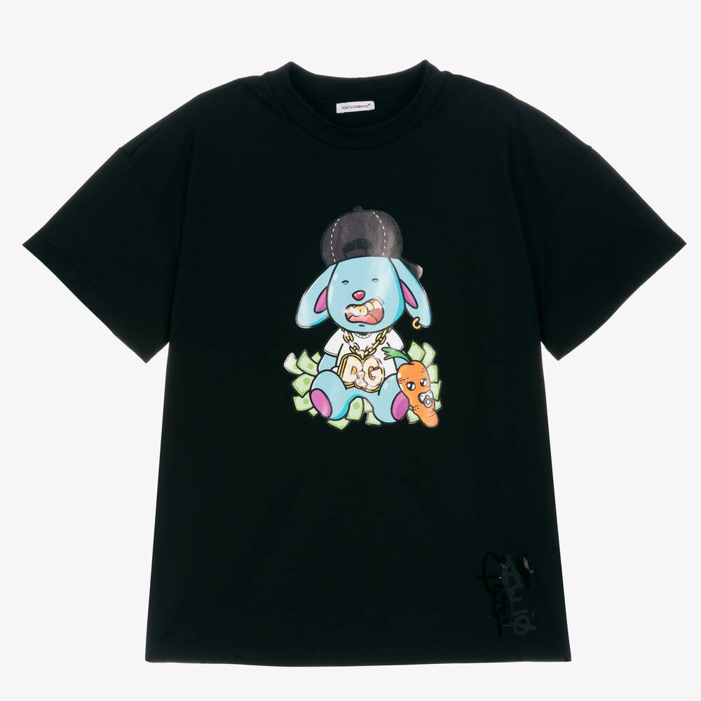 Dolce & Gabbana - Teen Girls Black Logo T-Shirt | Childrensalon