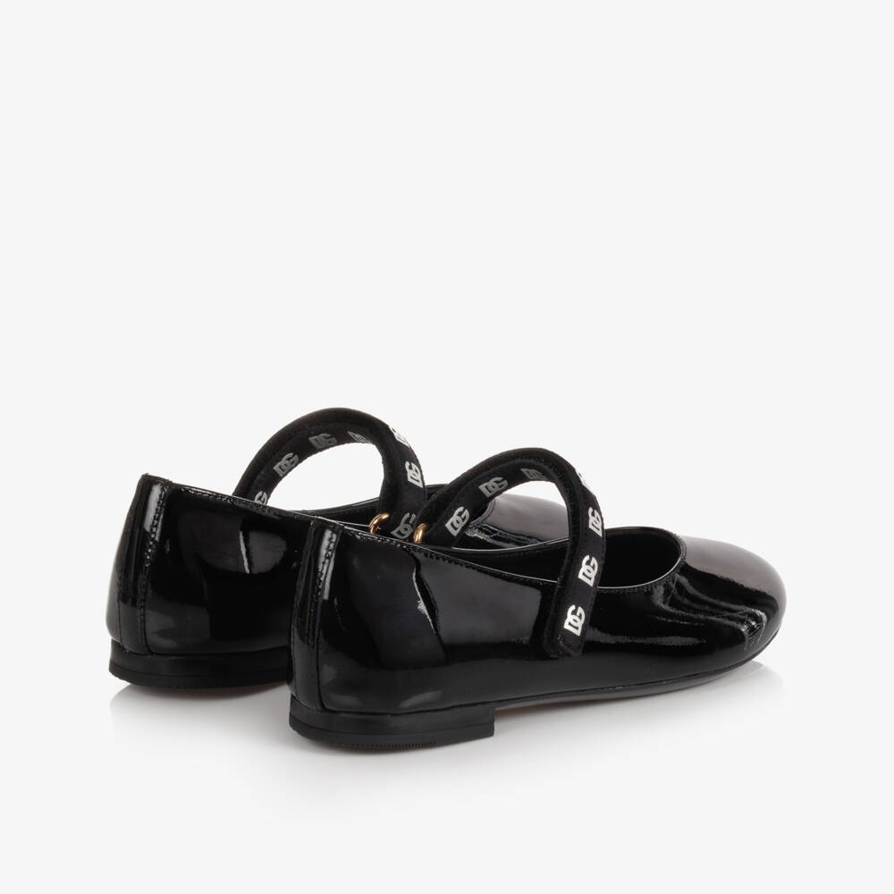 Dolce & Gabbana-Teen Girls Black Patent Leather Ballerina Pumps | Childrensalon Outlet