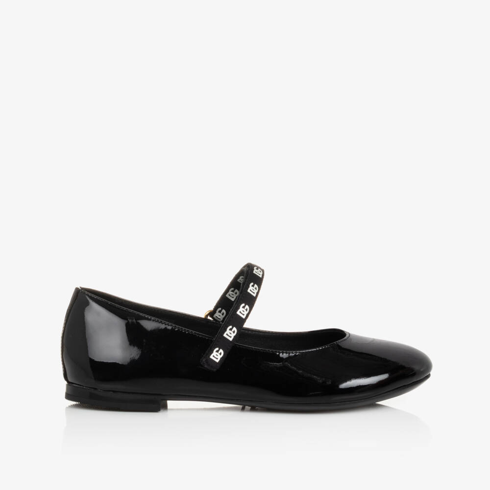 Dolce & Gabbana-Teen Girls Black Patent Leather Ballerina Pumps | Childrensalon Outlet