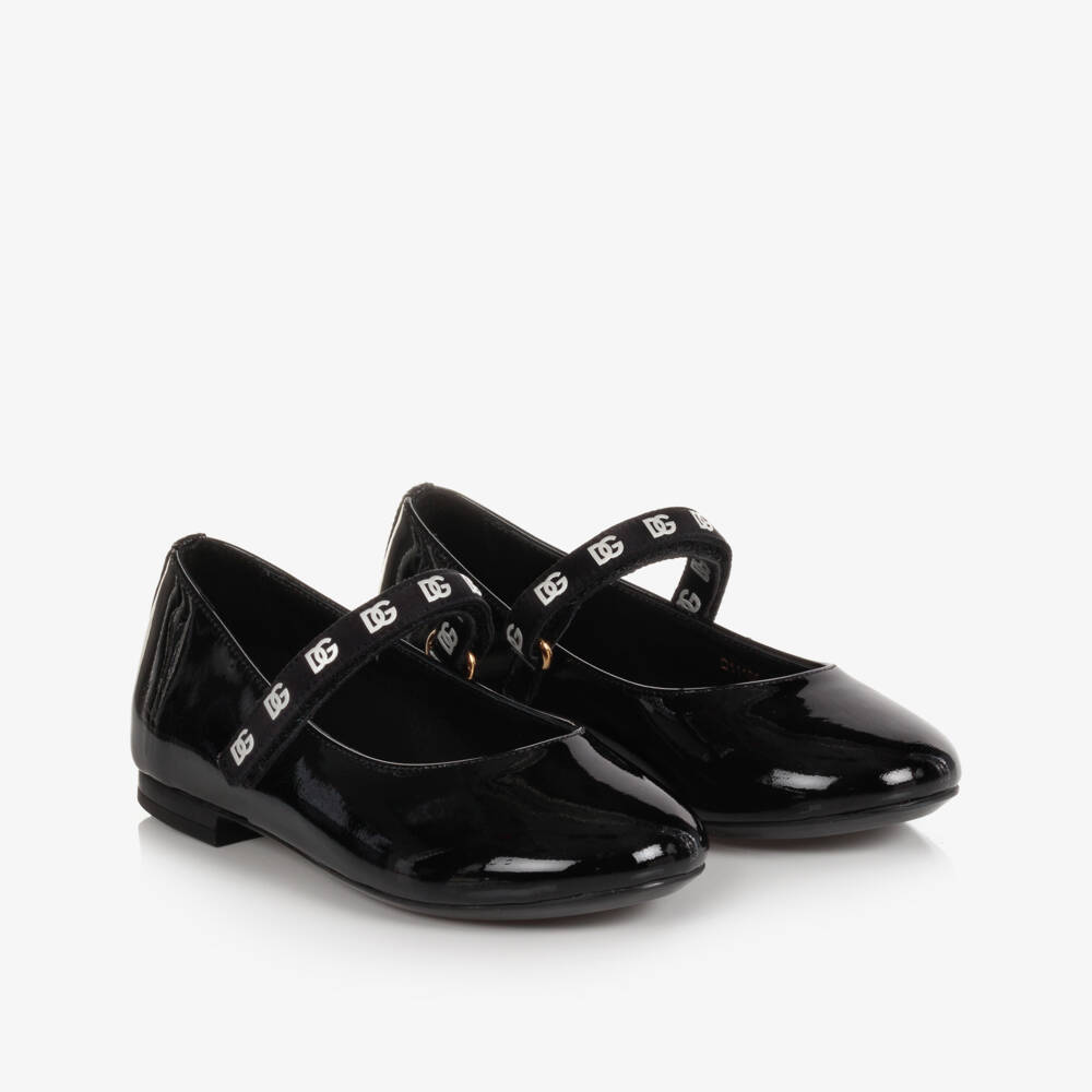 Dolce & Gabbana-Teen Girls Black Patent Leather Ballerina Pumps | Childrensalon Outlet