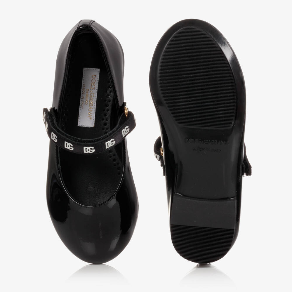 Dolce & Gabbana-Teen Girls Black Patent Leather Ballerina Pumps | Childrensalon Outlet