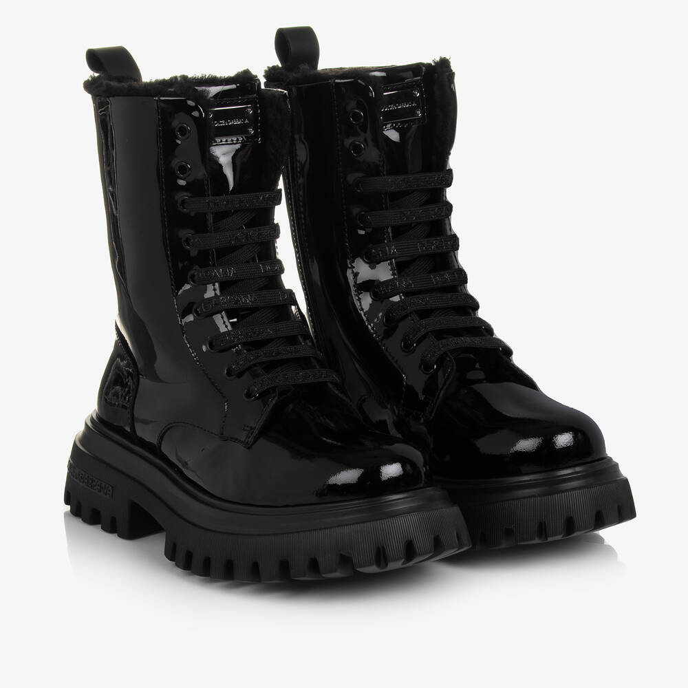 Dolce & Gabbana - Teen Girls Black Patent Leather Boots | Childrensalon