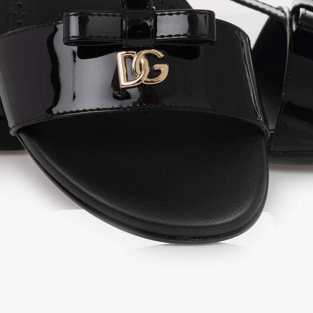 Dolce & Gabbana-Teen Girls Black Patent Leather Sandals | Childrensalon Outlet