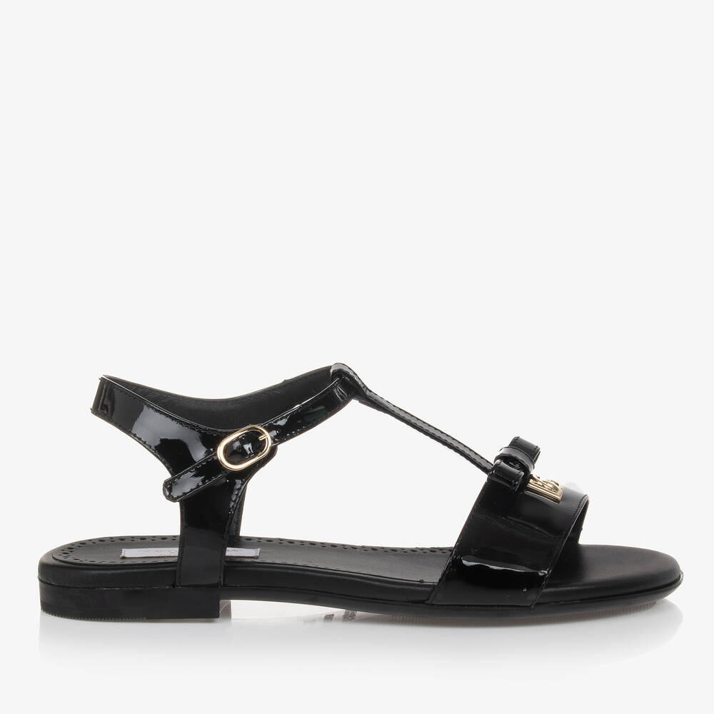 Dolce & Gabbana-Teen Girls Black Patent Leather Sandals | Childrensalon Outlet