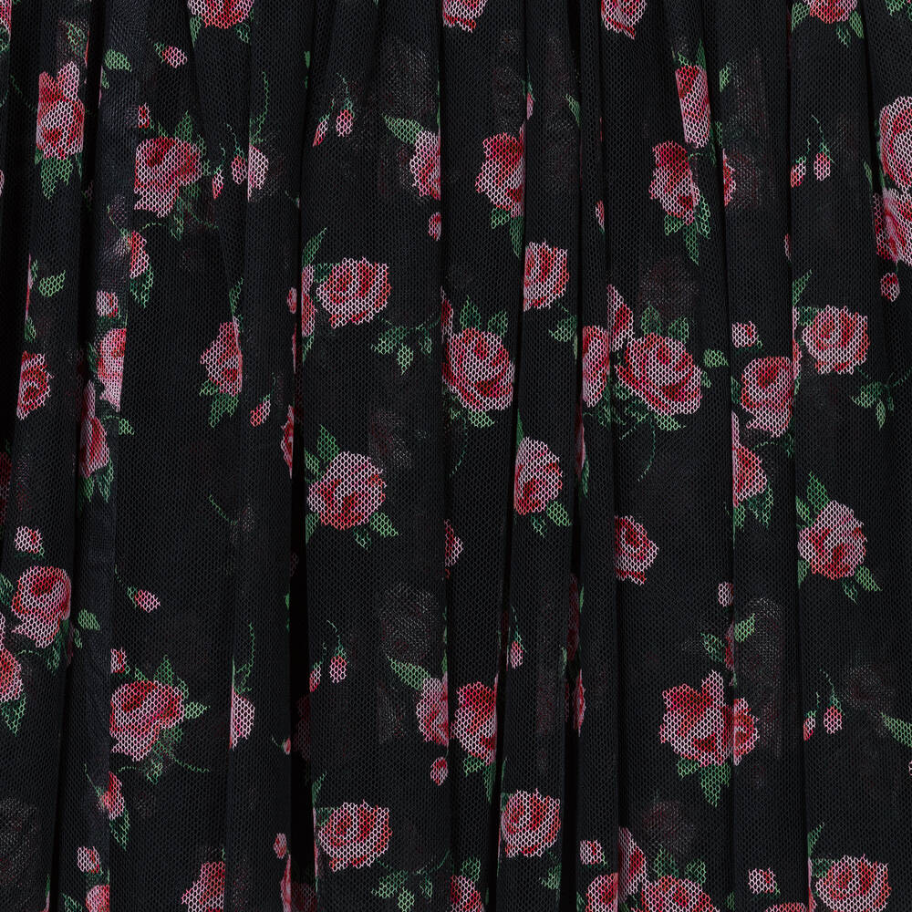 Dolce & Gabbana-Teen Girls Black & Pink Rose Tulle Skirt | Childrensalon Outlet