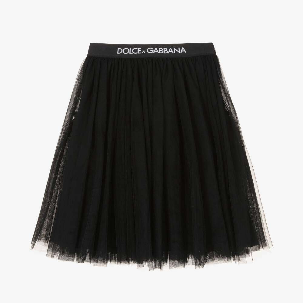 Dolce & Gabbana - Teen Girls Black Tulle Logo Skirt | Childrensalon